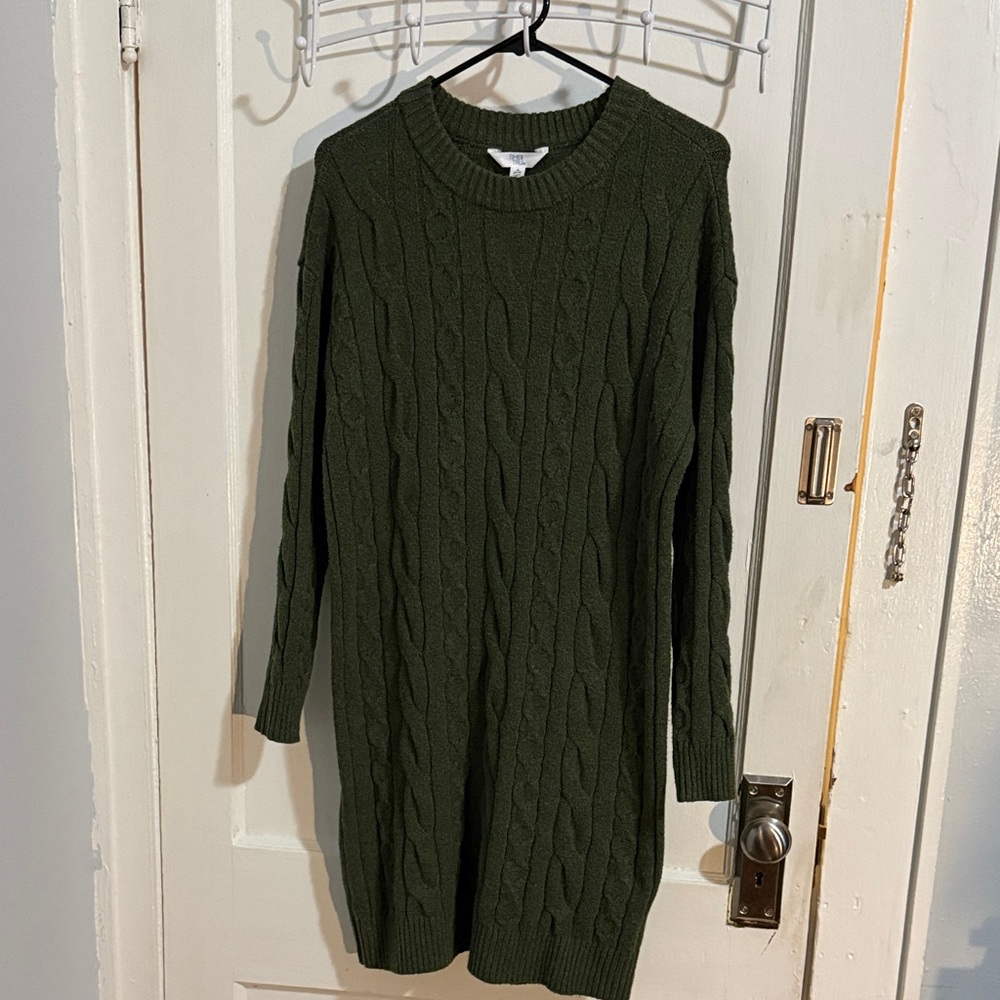 Time and Tru Olive Long Sleeve Sweater Dress